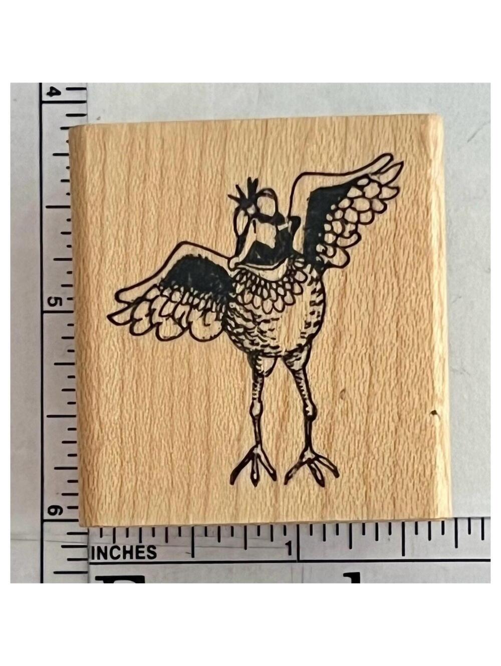 Rubber Baby Buggy Bumpers Stork Bird Wood Mounted Rubber Stamp